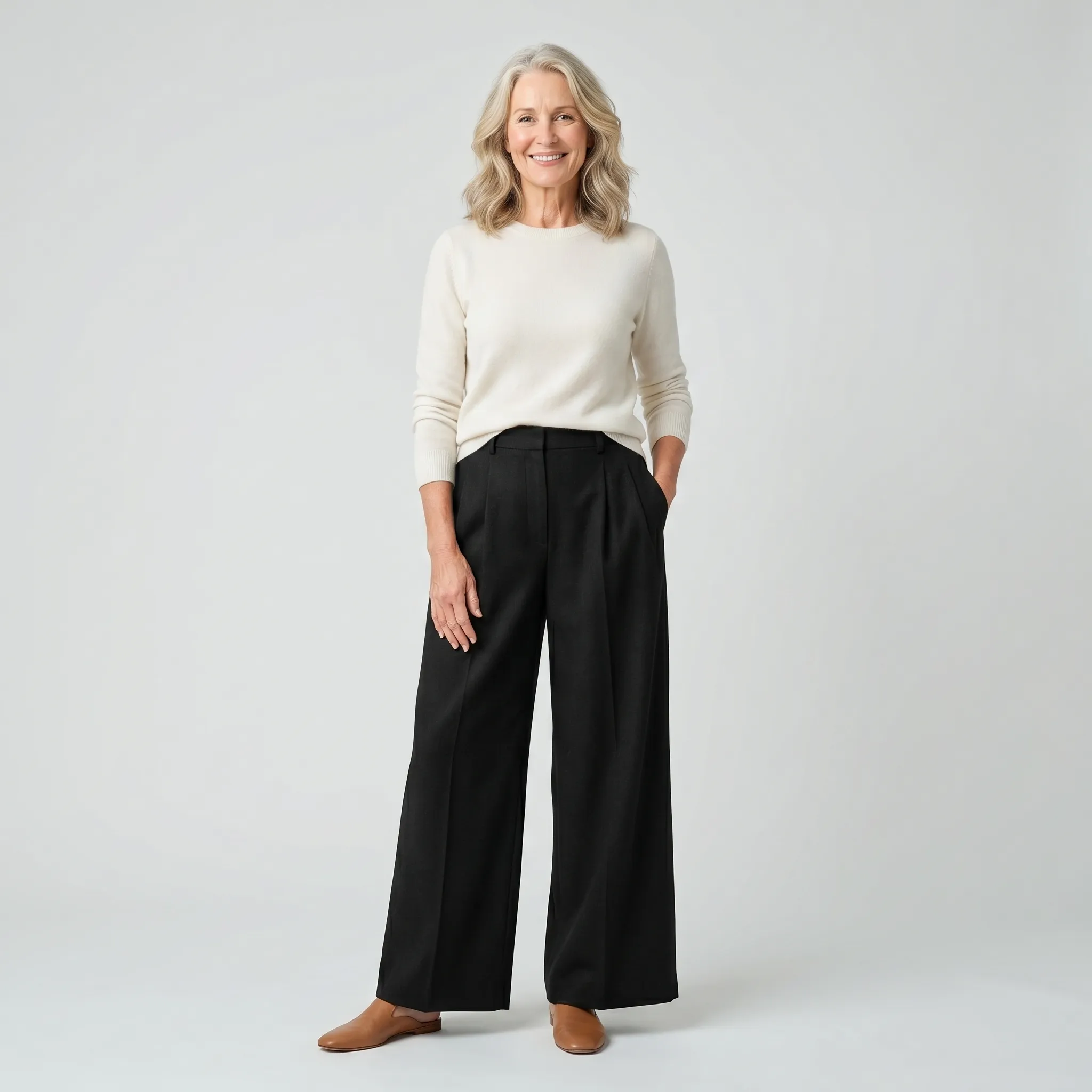 Calça Wide Leg Preta (foto gerada)