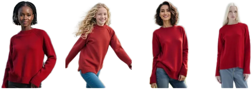Quatro modelos gerados pela VestiAI